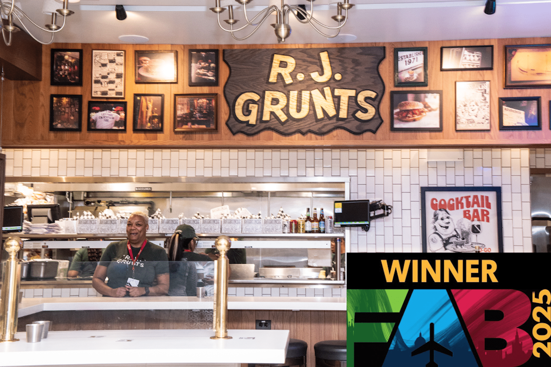 Midway F&B location RJ Grunts with the FAB award logo
