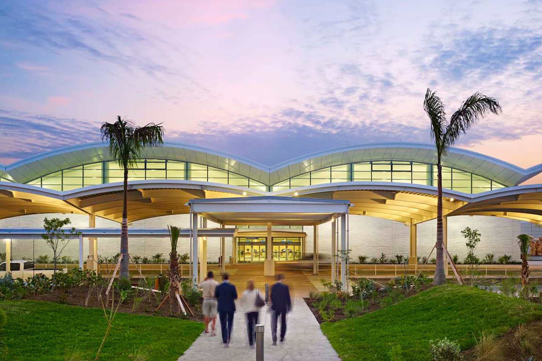 The outdoor entrance to the Nassau Airport.