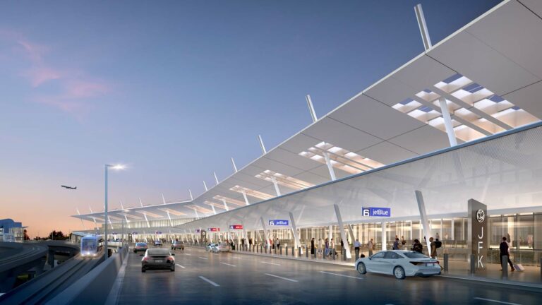 A rendering of the curb-side entrance to Terminal 6 of JFK.